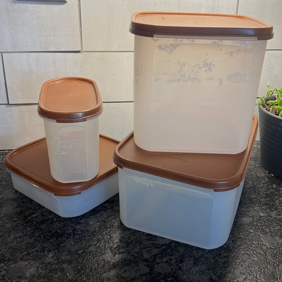 Vintage Modular Mates Brown and White Storage Containers by Tupperware s… - Picture 1 of 8